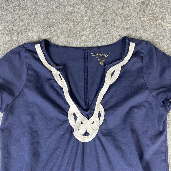 LILLY PULITZER Brewster Mini Dress Womens Medium Navy Blue White 11529 Vacation - Picture 6 of 7